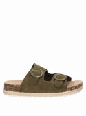 Sandalia de cuero verde para mujer, diseño casual y fresco, recomendada para el verano.