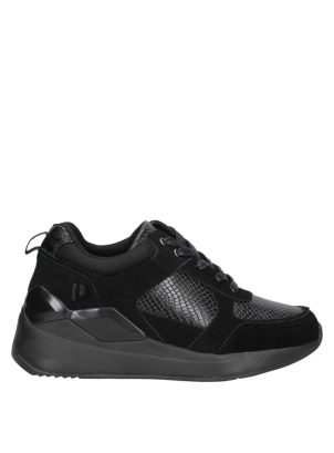 Zapatillas Urbanas Cuero Plataforma Mujer Sneaker Negras