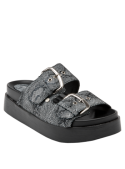 Elegante sandalia de cuero pitón para mujer, ideal para el verano y ocasiones especiales.