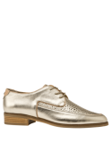 Zapato de cuero oro Pollini I215 para mujer, estilo casual, ideal para oficina y eventos sociales.
