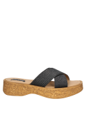 Sandalia de mujer negra, estilo casual, fabricada en material sintético, perfecta para ocasiones especiales.