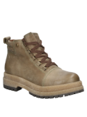 Botín de cuero oliva para mujer, cierre de cordones y diseño clásico, ideal para ocasiones informales y estilo bohemio.