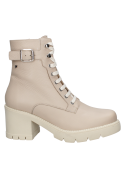 Botín taupe femenino, estilo moderno y atrevido, versátil para ocasiones casuales como la oficina o salidas con amigos.