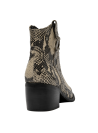 Botín vaquero de cuero pitón para mujer, con diseño elegante y sofisticado, ideal para outfits casuales y semiformalidades.