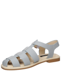 Elegante sandalia de cuero celeste, casual, femenina, ideal para ocasiones veraniegas.