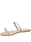 Sandalia femenina de cuero blanco, estilo casual, con taco plano y forro suave, perfecta para verano.