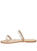 Sandalia casual blanca de cuero para mujer, diseño moderno y duradero, ideal para ocasiones casuales.