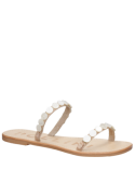 Sandalia blanca de cuero casual para mujer, diseño moderno y cómodo, ideal para el verano.
