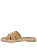 Sandalia de cuero camel para mujer, con suave forro de poliuretano, estilo versátil.