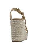 Sandalia beige de cuero con forro de poliuretano, estilo casual para mujer.