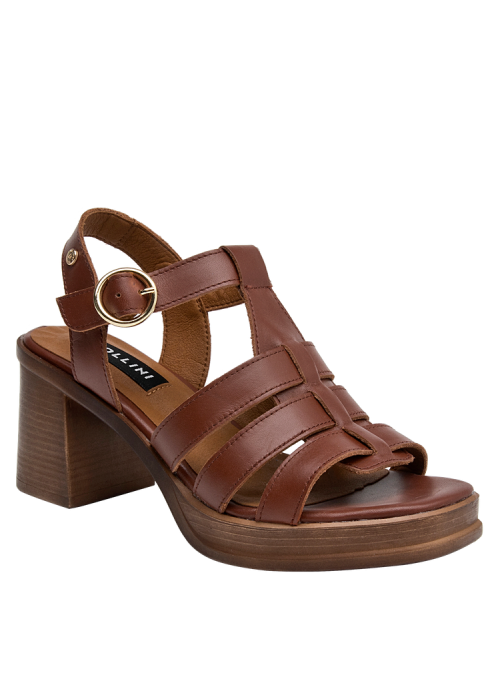 Calzado femenino en cuero café, punta abierta y estilo casual ideal para verano.