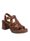 Calzado femenino en cuero café, punta abierta y estilo casual ideal para verano.