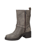 Bota casual de cuero gamuzado gris para mujer, caña media que ofrece soporte al tobillo y estabilidad al caminar.