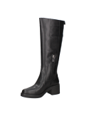 Calzado de cuero negro para mujer, diseño ajustable al contorno de la pierna, ideal para mantener el calor en invierno.