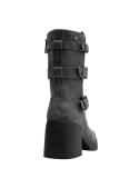 Calzado casual de cuero gris para mujer, con diseño elegante y funcional, ideal para diversas ocasiones.