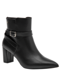 Botín negro de cuero para mujer con diseño elegante y sofisticado, ideal para ocasiones semi-formales y salidas casuales.