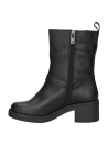 Bota de cuero negro para mujer, casual y funcional, taco cuadrado que proporciona estabilidad al caminar.