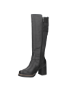 Bota multifuncional de cuero negro para mujer, combina moda y funcionalidad con detalles decorativos y protección completa.