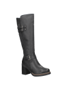 Bota negra de cuero para mujer, casual y elegante, ideal para invierno y ocasiones formales.