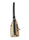 Mochila casual de mujer en nylon beige, con diseño minimalista y funcional.