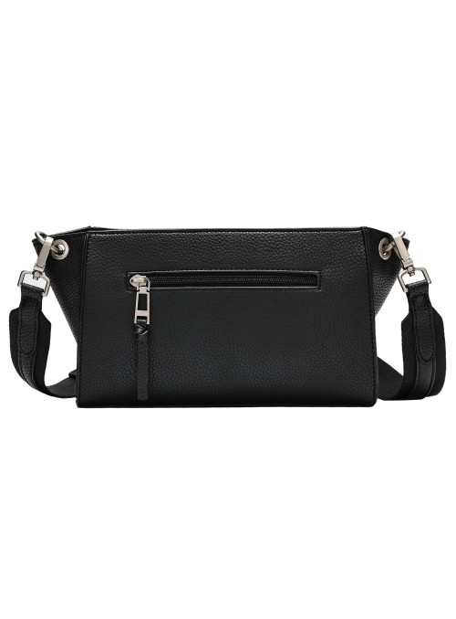 Bolso negro minimalista ideal para looks casuales o semiformales.