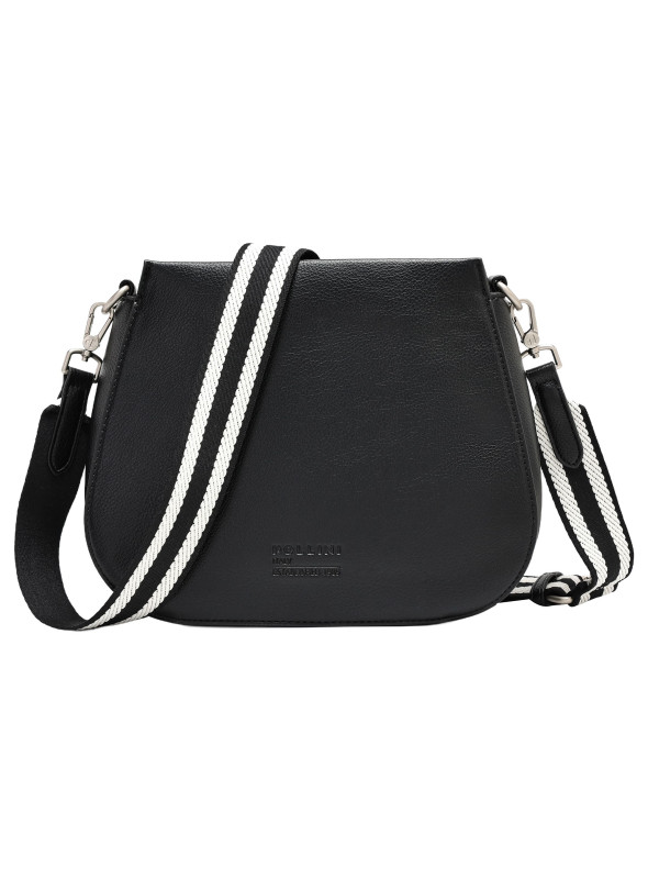 Bandolera negra minimalista, ideal para uso diario y salidas.