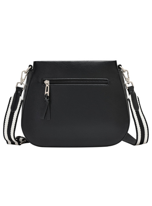 Bandolera negra minimalista, ideal para uso diario y salidas.