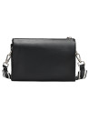 Bolso bandolera negro casual para mujer, material sintético resistente, combina con jeans o vestidos.
