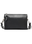 Bandolera negra de PU, correa ajustable, herrajes metálicos chic, perfecta para looks casuales y formales.