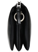 Bolso bandolera negro de PU para mujer, textura granulada, logo discreto en el frente.