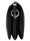 Bolso bandolera negro de PU para mujer, textura granulada, logo discreto en el frente.