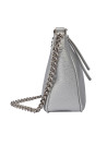 Cartera gris de PU con cierre de cremallera, combina elegancia y seguridad en el diseño.