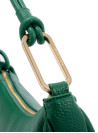 Bolso tote verde de PU tipo graneado con cierre dorado y nudos en la correa, estilo casual chic.