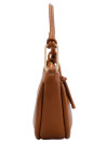Tote bag marrón claro con dos bolsillos, uno con cierre, práctico y elegante.