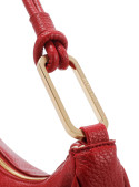 Cartera tote roja casual de mujer con textura graneada y correa ajustable.