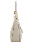 Cartera blanca con bolsillos funcionales, uno con cierre, perfecta para objetos personales.