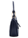 Cartera azul minimalista con bolsillos funcionales, ideal para un look depurado.