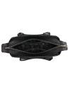 Bandolera negra de PU graneado con detalles metálicos para un estilo urbano chic.