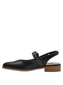 Elegante zapato de cuero negro tipo reptil para mujer, ideal para ocasiones semi-formales.