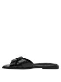 Calzado casual negro de cuero para mujer, con taco plano de 1 cm y capellada limpia.