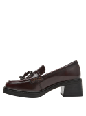 zapato burdeos mujer cuero casual, taco bloque de 5.5 cm