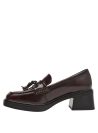 zapato burdeos mujer cuero casual, taco bloque de 5.5 cm