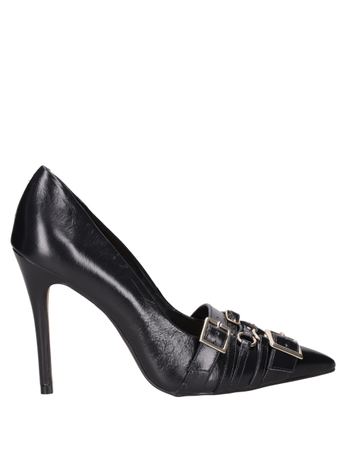 zapatos de tacón aguja negros para mujer, taco de 11 cm, cuero, recomendados para ocasiones especiales.