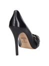zapatos de tacón aguja negros para mujer, con punta puntiaguda, cuero, perfectos para looks sofisticados.