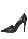zapatos de tacón aguja negros para mujer, diseño moderno, cuero, ideales para jornadas de trabajo.
