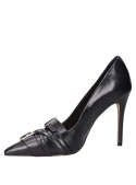 zapatos de tacón aguja negros para mujer, estilo vestir, cuero, recomendados para cenas elegantes.