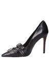 zapatos de tacón aguja negros para mujer, estilo vestir, cuero, recomendados para cenas elegantes.
