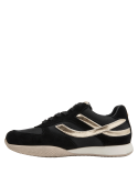 Zapatilla de mujer con taco plano de 3 cm, color negro, ideal para combinar con jeans o vestidos casuales.