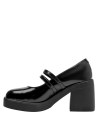 Calzado elegante negro de cuero para mujer, adecuado para combinar con vestidos midi y chaquetas.