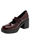 Calzado burdeos con taco bloque de 8.4 cm, estilo casual, ideal para salir de noche.